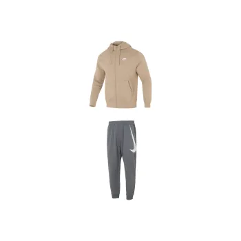 Nike Casual Sportswear Men Set Brown Top+Gray Pants