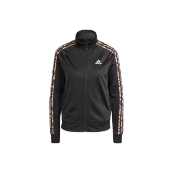 Adidas Essentials Animal Print Tricot 3-Stripes Track Jacket Jackets Coats Women's Black