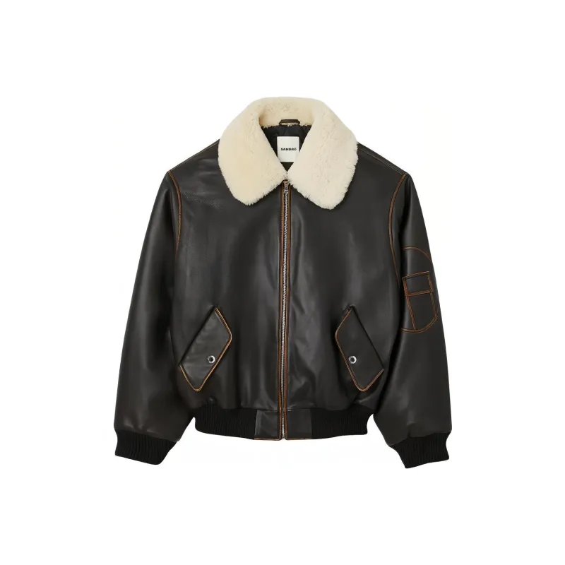 Sandro Faux-fur Collar Bomber Jacket-0