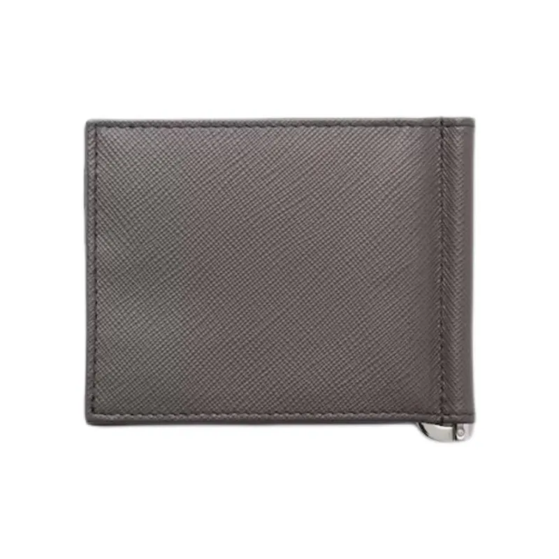 PRADA Saffiano Calfskin Wallet Men's Smoke Gray-2
