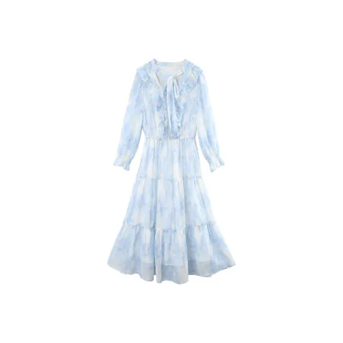 A Paradise For Awakening Long Sleeved Dress Women's Blue