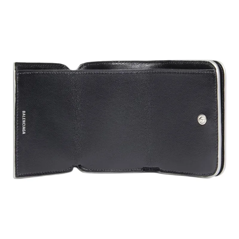 Balenciaga Cash Polyurethane Wallet Mini Women's Silver-2