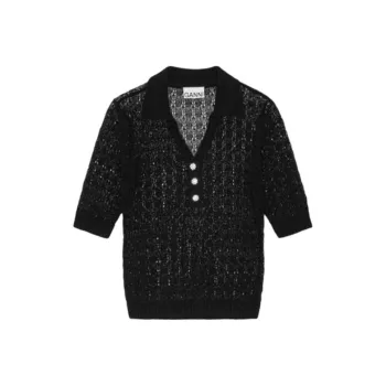 GANNI Sheer Open knit Top