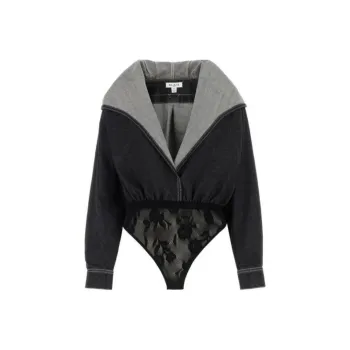 Alaia Hooded Denim Bodysuit