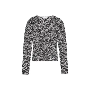 GANNI Graphic print Silk Blouse