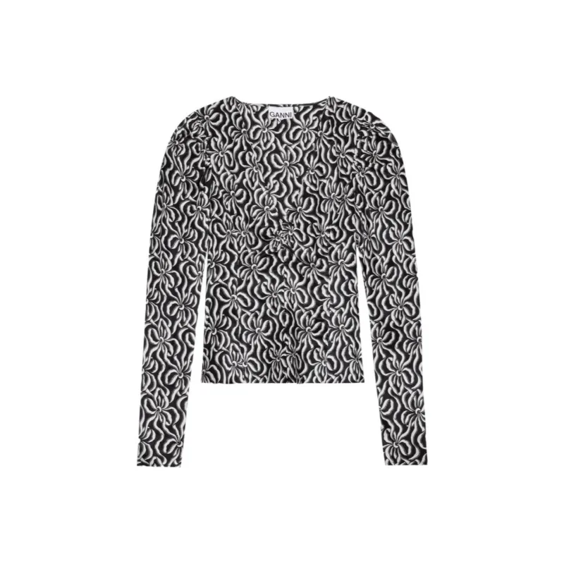 GANNI Graphic print Silk Blouse-0