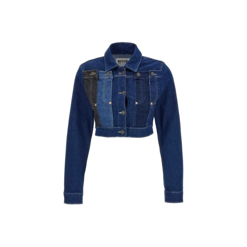 MOSCHINO Jeans Panelled Cropped Denim Jacket-0