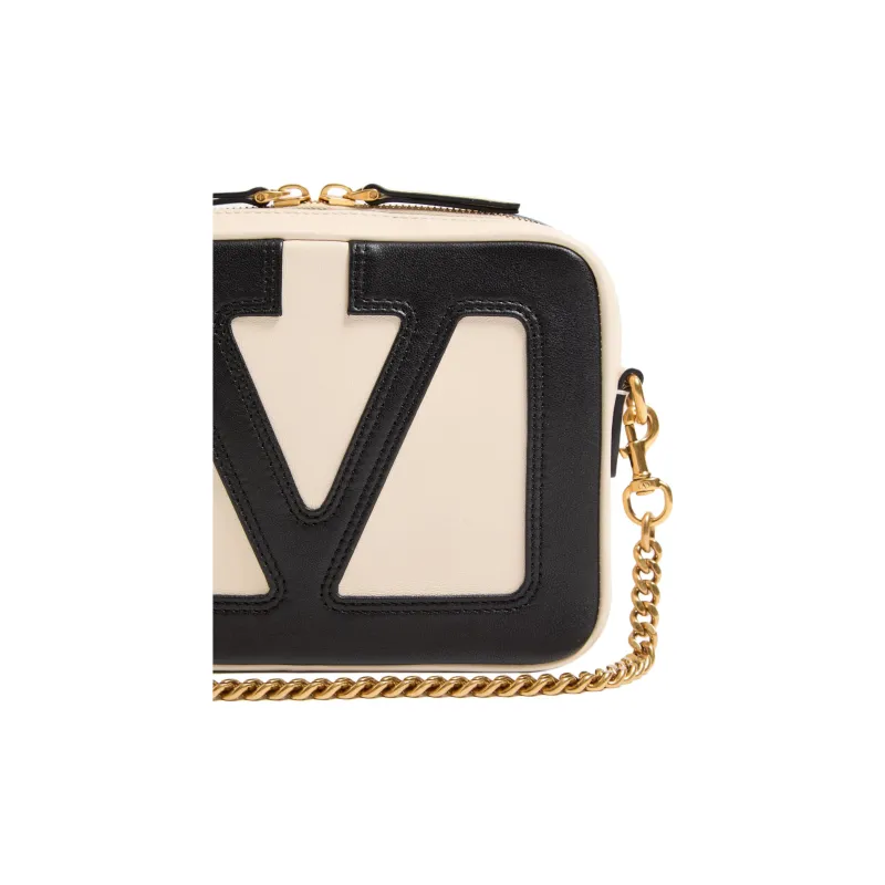 Valentino GARAVANI Nappa Leather Shoulder Bag Women's Butter & Black-4