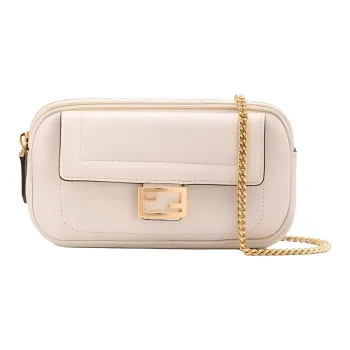 FENDI Baguette Leather Baguette Bag Crossbody Bag, Shoulder Bag Mini Women's White