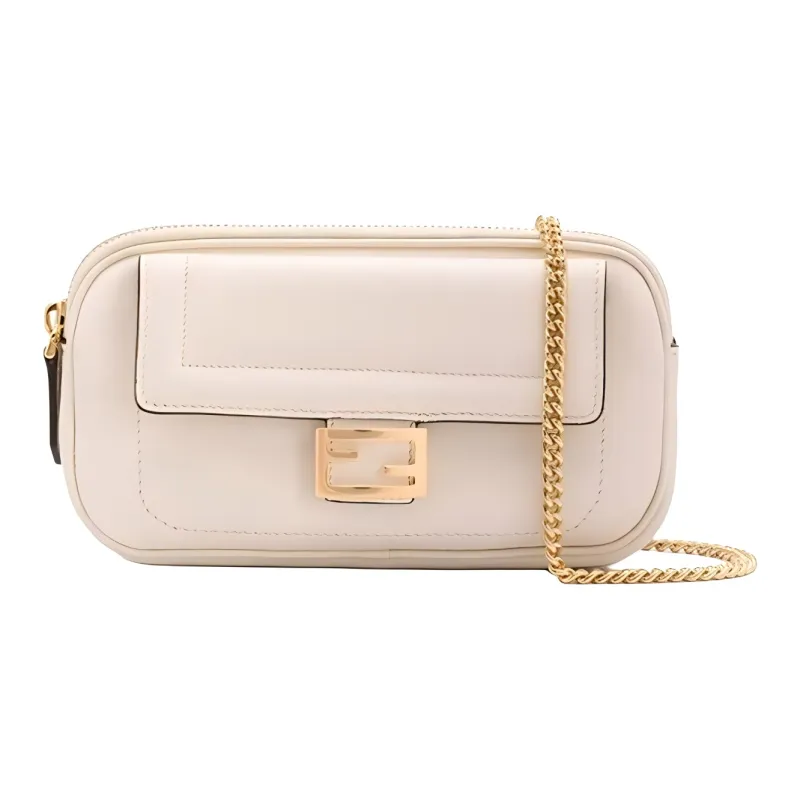 FENDI Baguette Leather Baguette Bag Crossbody Bag, Shoulder Bag Mini Women's White-0