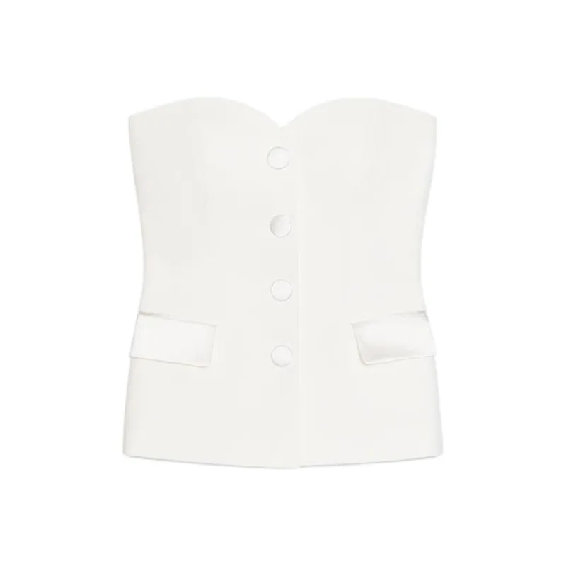 ZARA Strapless Top Women's Raw White-0