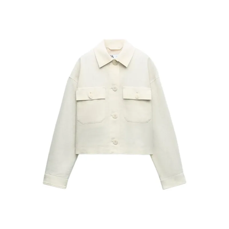 ZARA Jackets Coats Women's White-0