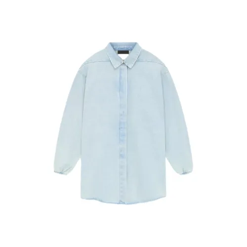 Fear Of God Essentials Women's Button Down Shirt Light Wash Denim