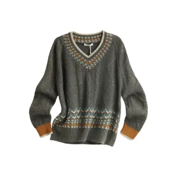 PALUOPO Cashmere Sweater Women's Floral Beige Camel
