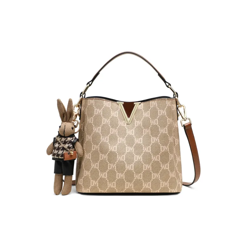 PT'SON Synthetic Leather Bucket Bag, Shoulder Bag, Crossbody Bag, Handbag Regular Women's Brown-1