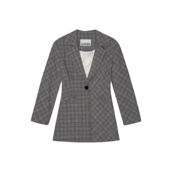 GANNI Check Mix Single breasted Blazer