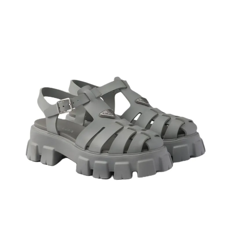 PRADA Monolith Roman Sandals 5cm Women's Gray-2