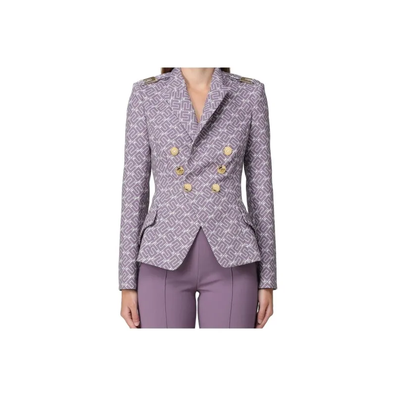 Elisabetta Franchi Monogram Patterned Double-Breasted Blazer-3