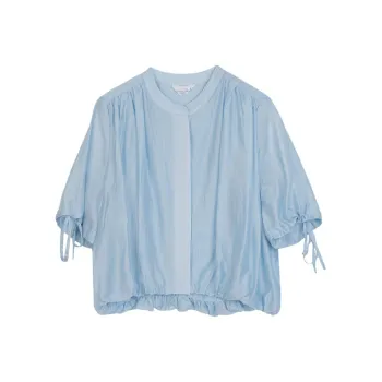 WHITEALLUSION Shirt Women's Water Wave Blue