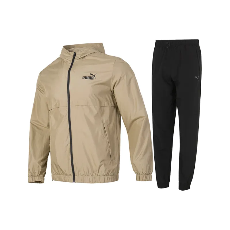 PUMA Casual Sportswear Men Set Brown Jacket+Black Pants-0