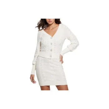 GUESS Eco Brielle Cardigan Sweater Knitwear Women's White