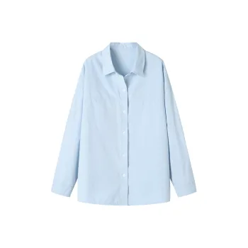 Korean Style Shirt Women's Light Aqua Blue