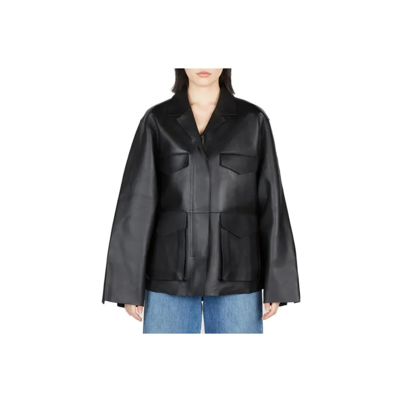 TOTEME Zipped Wide sleeve Leather Jacket-0