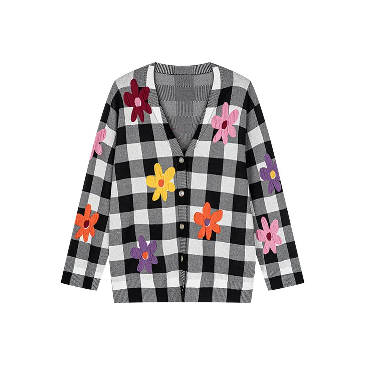 UOOYAA Knitwear Women's Plaid-0