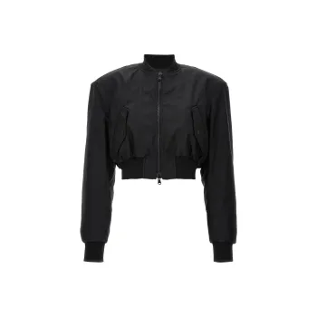 WARDROBE.NYC Zip up Cropped Bomber Jacket