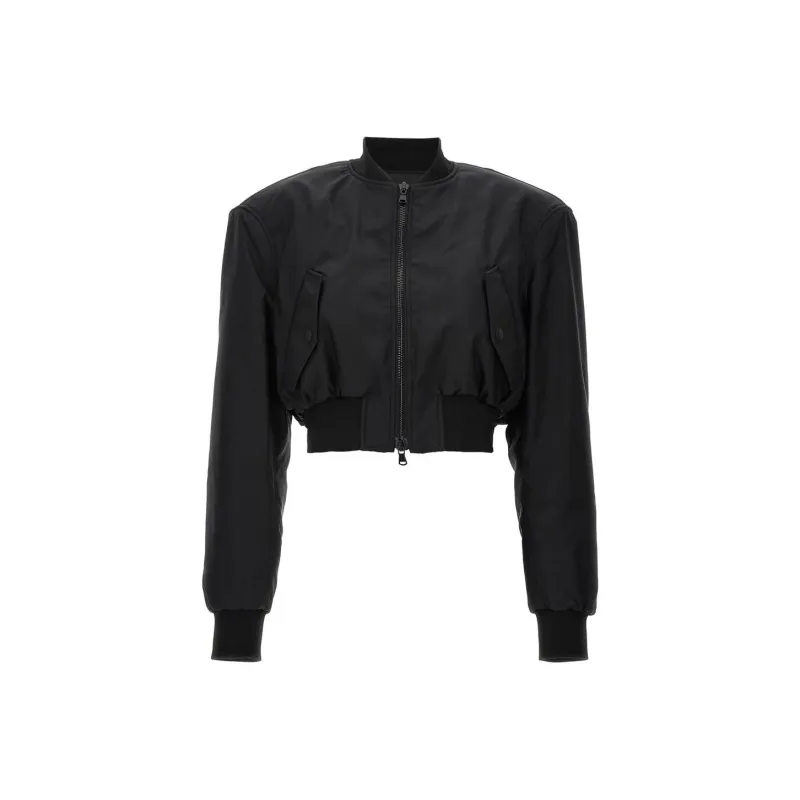 WARDROBE.NYC Zip up Cropped Bomber Jacket-0