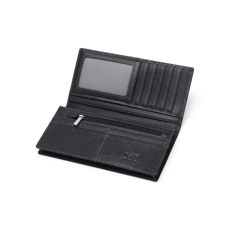 SEPTWOLVES Top Grain Cow Leather Business Suit Long Wallet Men's Black-4