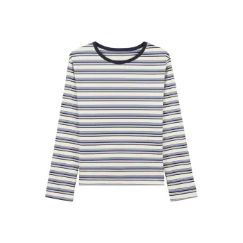 Migu T Shirts Women's Blue Apricot Stripes