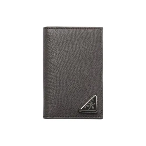 PRADA Saffiano Cow Leather Card Holder Men's Smoke Gray