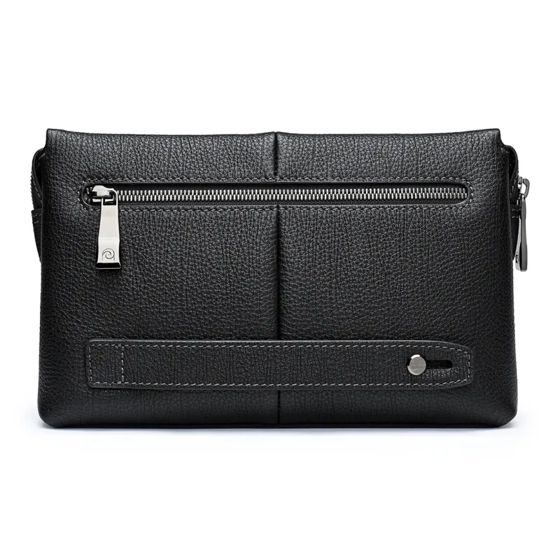 PIERRE CARDIN Top Grain Cow Leather Clutch Men's Black-4