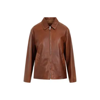 PRADA Triangle Logo Leather Jacket