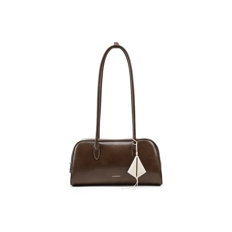 LA FESTIN Split Cow Leather With Synthetic Leather Baguette Underarm Shoulder Bag Women's Multicolor-5
