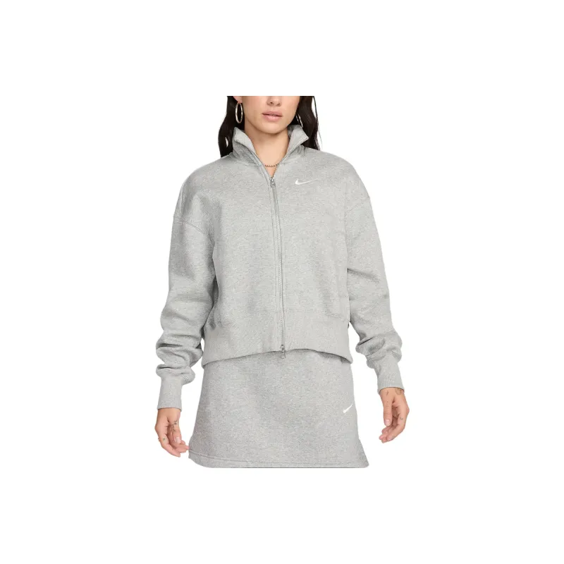 Nike Sportswear Phoenix Fleece Jackets Coats Women's Dark Heather Gray/Sail White-0