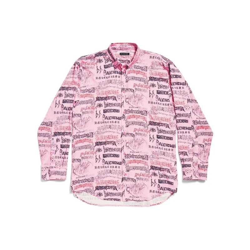 Balenciaga Allover Logo Printed Oversized Shirt-0