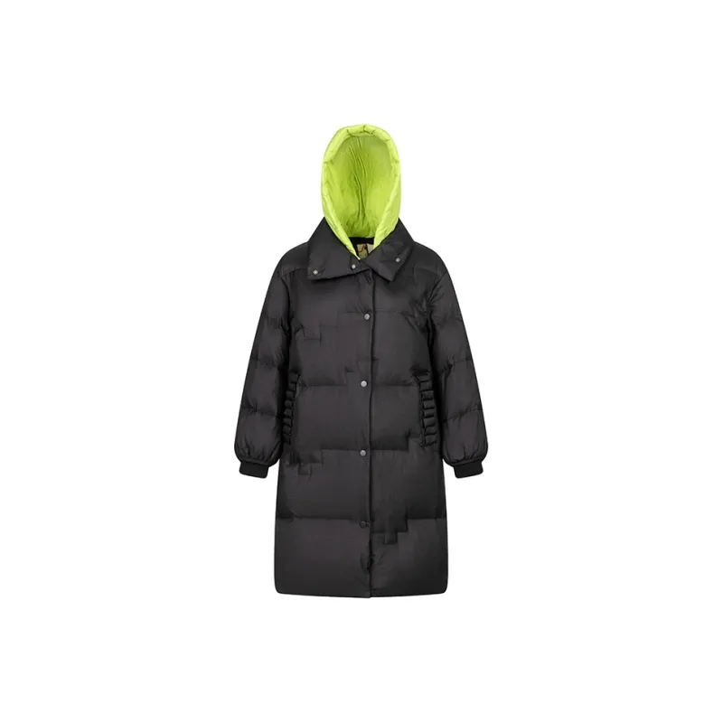 ERAL Solid Color Hooded Loose Fit Thickened Long Down Jacket Women's-3