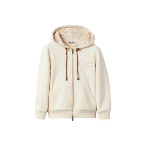 MIU MIU Logo Patch Zipped Hoodie