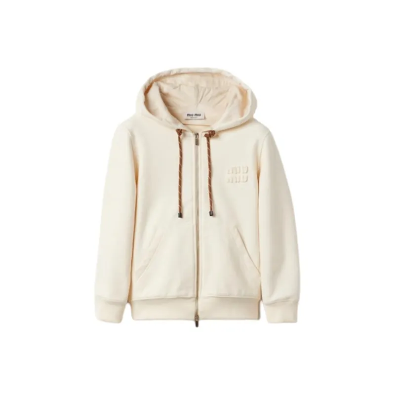 MIU MIU Logo Patch Zipped Hoodie-0