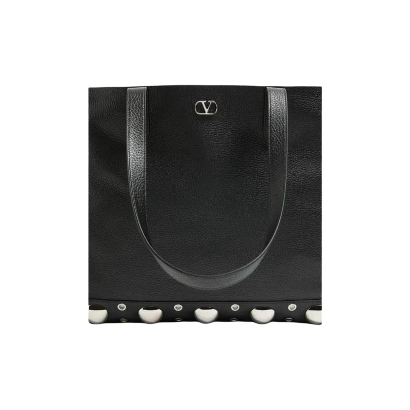 Valentino Calfskin Tote Bag, Shopping Bag, Handbag, Shoulder Bag Tubas Men's Black-3