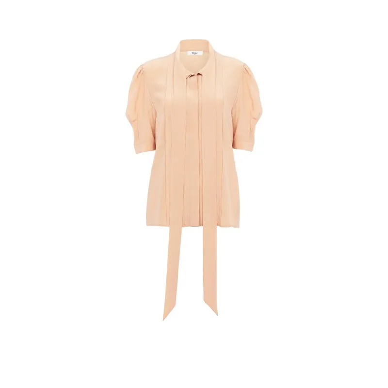 Chloé Tied Neck Puff Sleeved Blouse-0