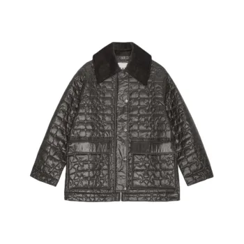 GANNI Shiny Quilt Midi Jacket