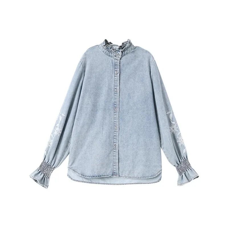 OUNIXUE Shirts Women's Blue-0