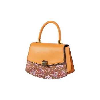 Shanghai Story Mulberry Silk Handbag Medium Size Women's Sun Orange
