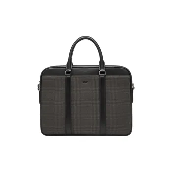 BVP Cow Leather 15.6 Inch Laptop Bag Crossbody Bag Unisex Black