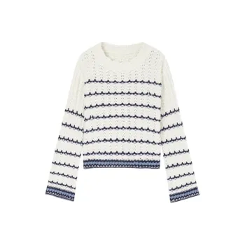 Orange Desire Knitwear Women's Blue White Stripes