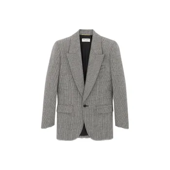 SAINT LAURENT Prince Of Wales Motif Single-Breasted Jacket