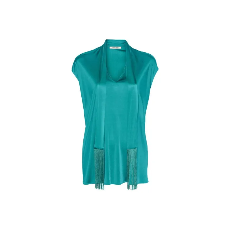 Roberto Cavalli Scarf-detail V-neck Blouse-0